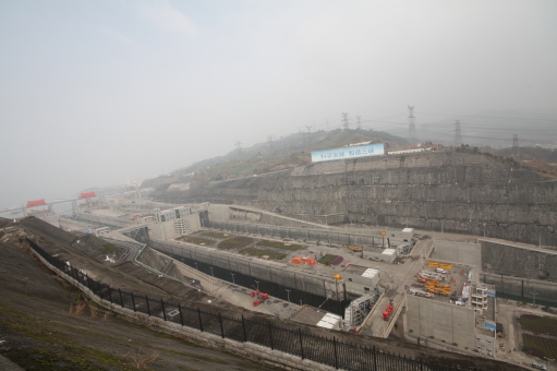 Five-level ship lock at the Three Gorges Dam, Yichang, 2012. Photograph: Martin Meiske.